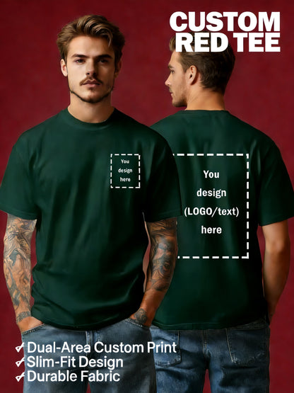 Men's Customizable Polyester T-Shirt with Crew Neck - Breathable Summe