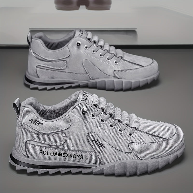 Men's Slip-On/Lace-Up Casual Shoes - All-Season Non-Slip Cushioned PVC Sole, Low-Top Athletic Sneakers Grey/ for Gym, Office, Everyday - Durable Canvas Upper  Non-Slip Grip Outsole, Grip Enhancing Footwear, Comfortable Lined