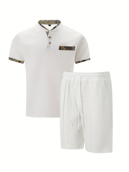 Men's Casual Summer Suit Set - Short Sleeve Shirt & Shorts