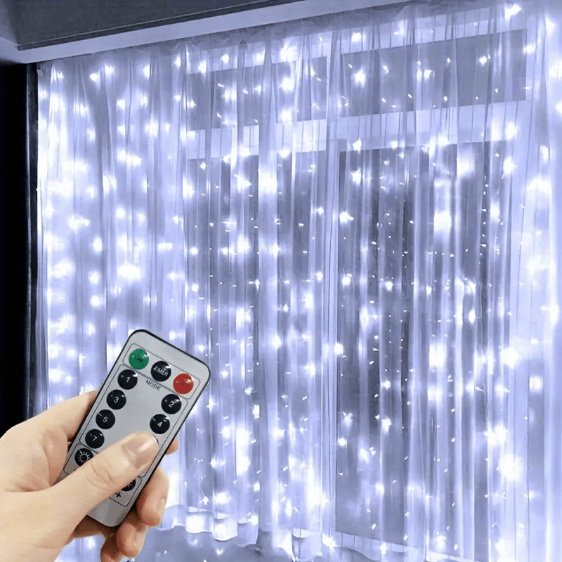 200LED Curtain Lights Christmas Decoration String Lights, 3M*2m 8 Modes String Lights with Remote, USB Powered Fairy Lights, Wedding, Halloween, Thanksgiving, Christmas, Party, Valentine's, Holiday Lighting Decor (Remote With