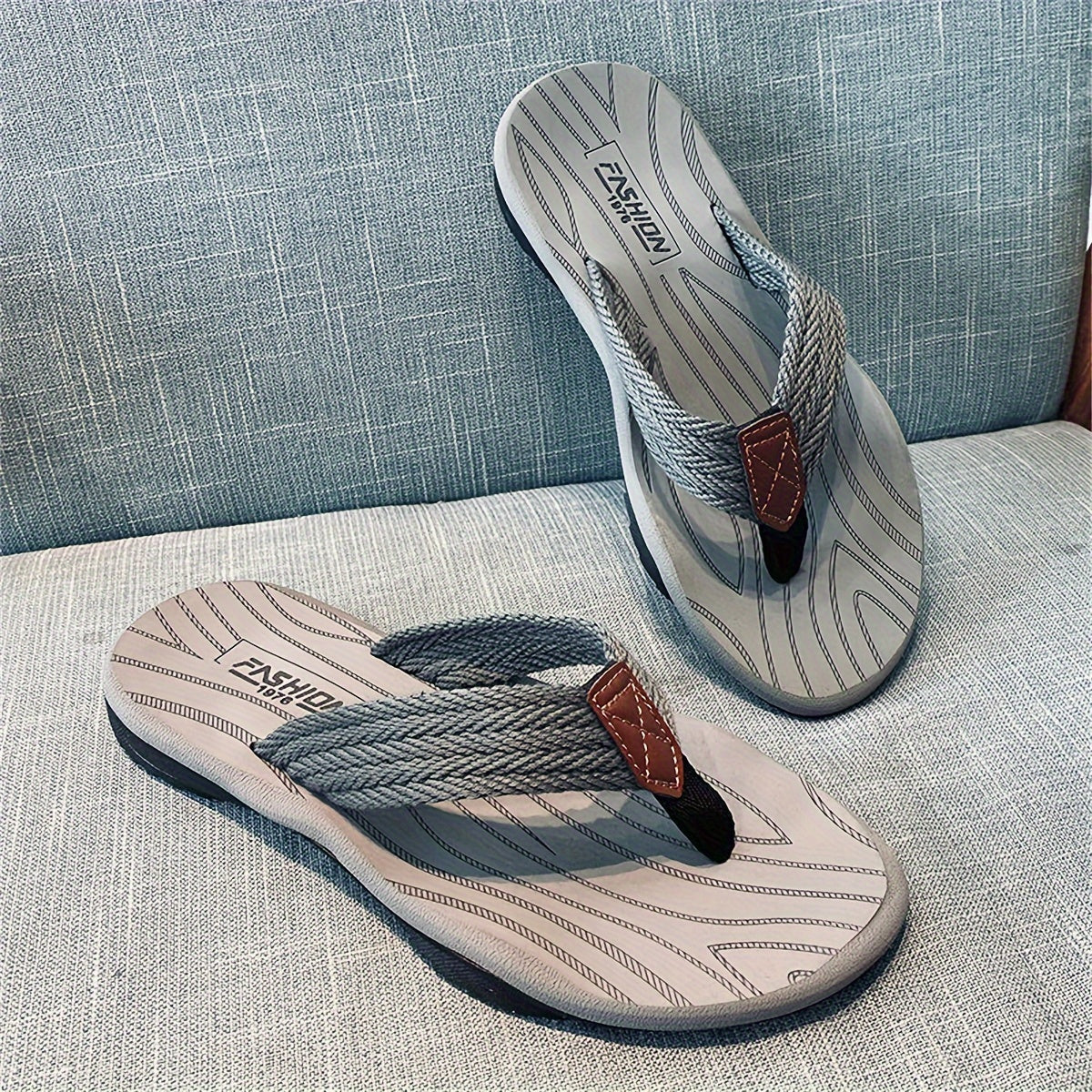 Men's Casual Summer Beach Sandals with Fabric Upper
