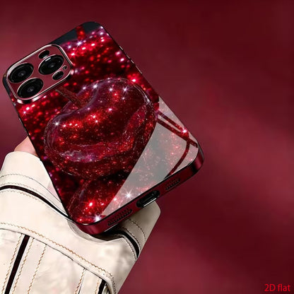Luxury Red Cherry Acrylic Phone Case for iPhone 15-18 Pro Max