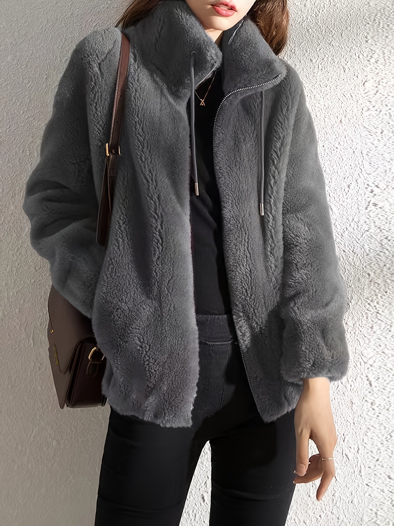 Plus Size - New Women'S Fleece Jacket, Winter Cardigan Sweatshirt, Thick And Warm Double-Sided Coral Fleece, Loose And Stylish Outerwear.