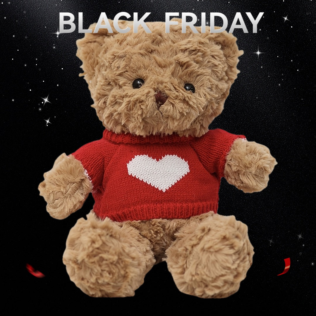 A 30cm/11.8-inch Cute Teddy Bear Plush Toy, Dressed in Clothes with Heart Patterns. A Perfect Birthday Gift for Kids, Family and Couples, and Also Suitable for Wedding Decoration and Home Decor.