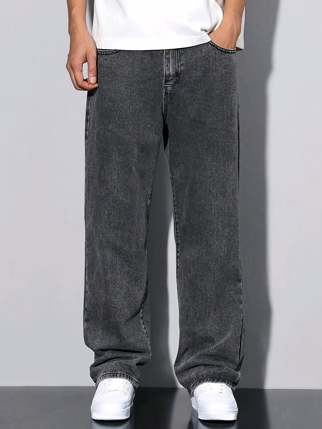 Boys' Casual High-Waist Straight-Leg Denim Jeans for Teens