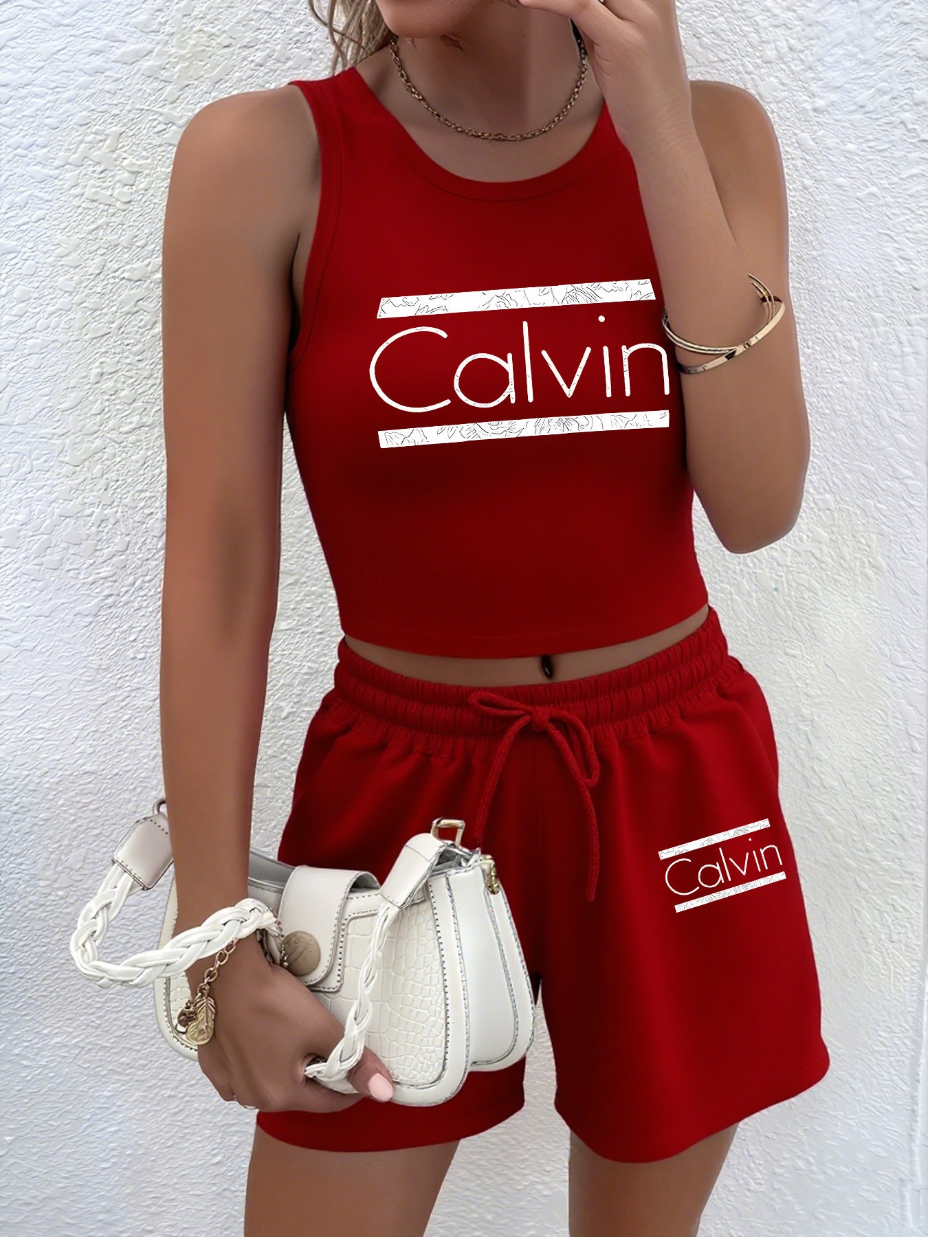 Women's Casual Two-Piece Set with Sleeveless Top & Shorts