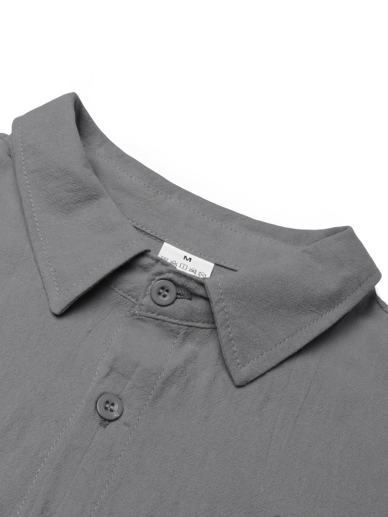 Men's Casual Linen Lapel Shirt & Buckle Pants Set for Spring/Fall