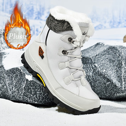 Men's & Women's Winter Snow Boots with Plush Lining & Slip-Resistant Rubber Sole - High-Ankle Lace-Up PU Shell, Insulated Cold-Weather Traction for Hiking, Hunting, Outdoor Activities - Unisex Heavy-Duty Round-Toe Boots for M