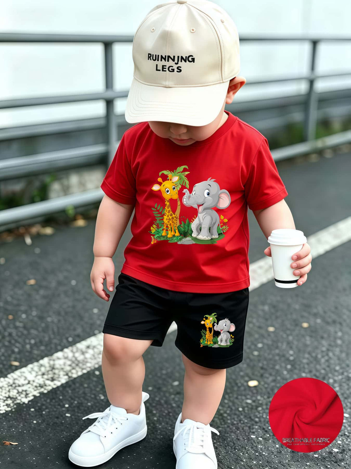 Summer Quick-Dry Shorts & Tee Set for Baby Boys, Jungle Print - ayq