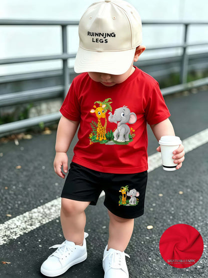 Summer Quick-Dry Shorts & Tee Set for Baby Boys, Jungle Print - ayq