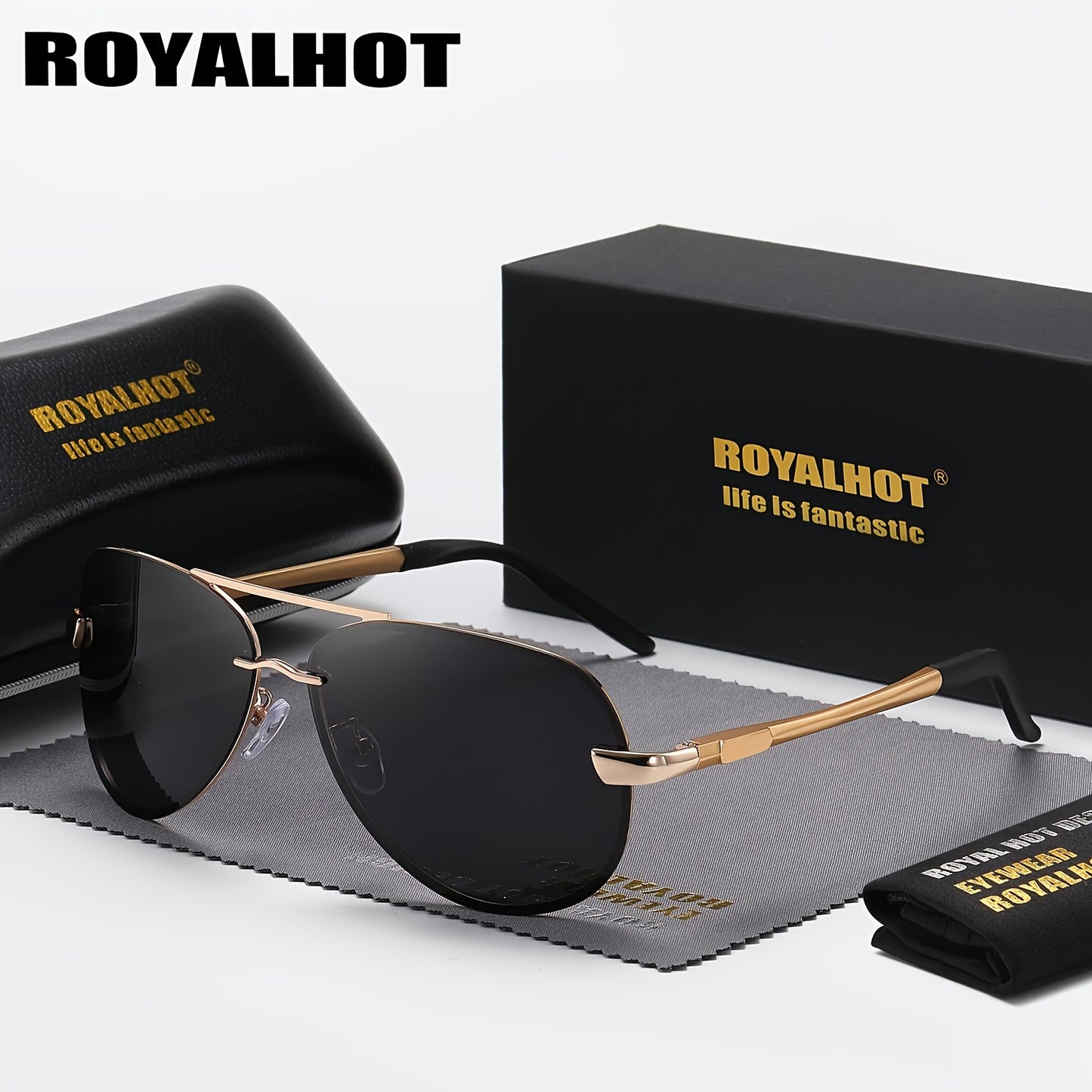 Unisex Oval Polarized Sunglasses with Mixed Frame and Case