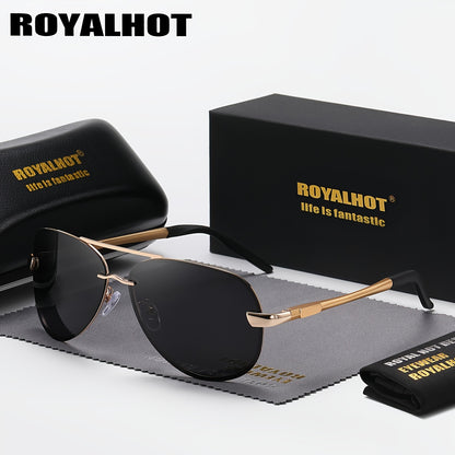 Unisex Oval Polarized Sunglasses with Mixed Frame and Case