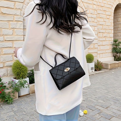 Women'S Stylish Crossbody Bag - a Chic Solid Color Shoulder Bag Featuring a Twist Lock Closure Design, Adjustable Strap with Golden Accents, Available in Patterns, And Comes in Black, Red, Pink, Brown