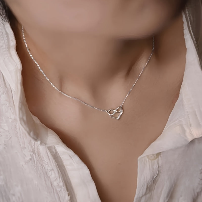 Women's Elegant Heart Pendant Necklace with Zirconia