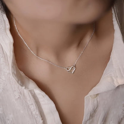 Women's Elegant Heart Pendant Necklace with Zirconia