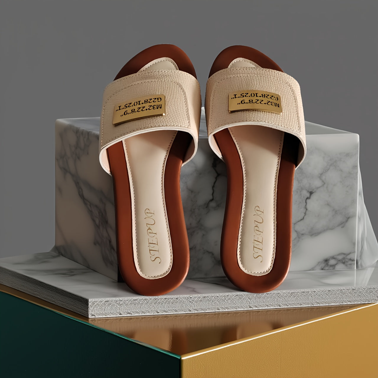 Women's Elegant Metal Buckle Slip-On Flat Sandals for Summer