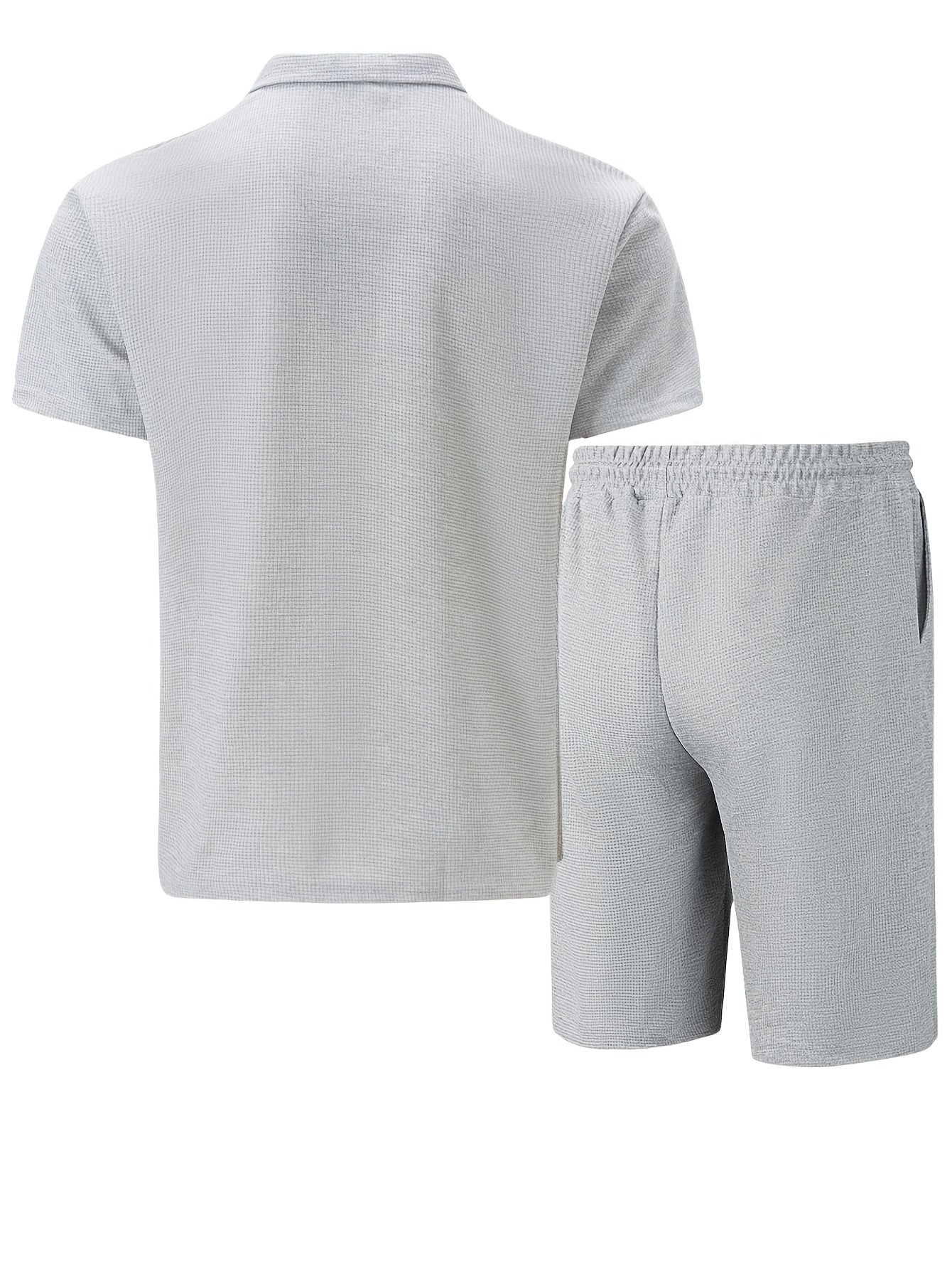 Men's Summer Casual 3-Piece Tracksuit Waffle Knit Half-Zip