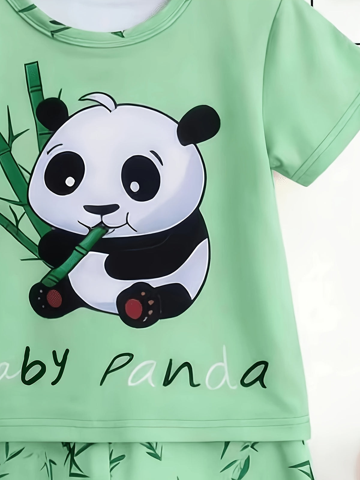 Boys Summer Two-Piece Set with Cute Panda Print - ayq