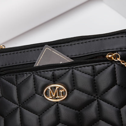 Quilted Women'S Crossbody Bag with Large Capacity, Casual Shoulder Bag Featuring Tassel Decorations, Multiple Zip Openings, And Adjustable Shoulder Strap