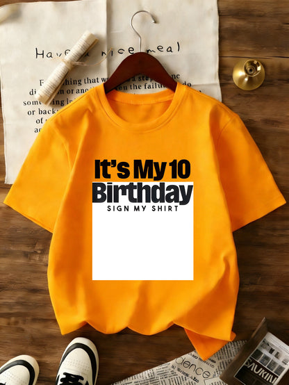 Girls' 10th Birthday Short Sleeve Cotton T-Shirt Casual Style