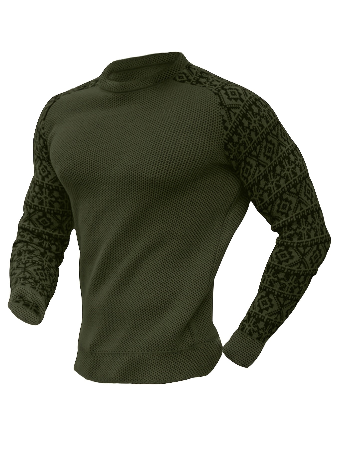 Men'S Long-Sleeve T-Shirt in a Heavy Waffle Knit for Autumn, Perfect for Casual Wear
