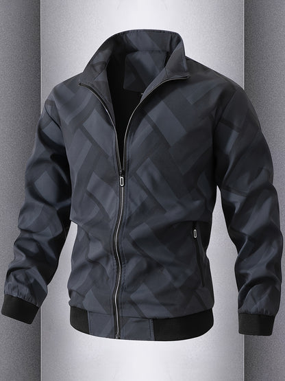 Men'S Lightweight Softshell Jacket - Olive Green/Black/Gray/ - Stand Collar Windproof Coat with Zippered Pockets - Non-Stretch Fabric for Hiking, Gym, Casual Outdoors - Spring/Fall Athletic Outerwear - Easy-Care Sportswear, H