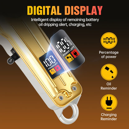 One Piece of a Golden Electric Hair Clipper for Men, Featuring a Professional-Grade Design with an Adjustable Serrated Blade, Four Comb Attachments of Varying Sizes, USB Charging Capability - ayq