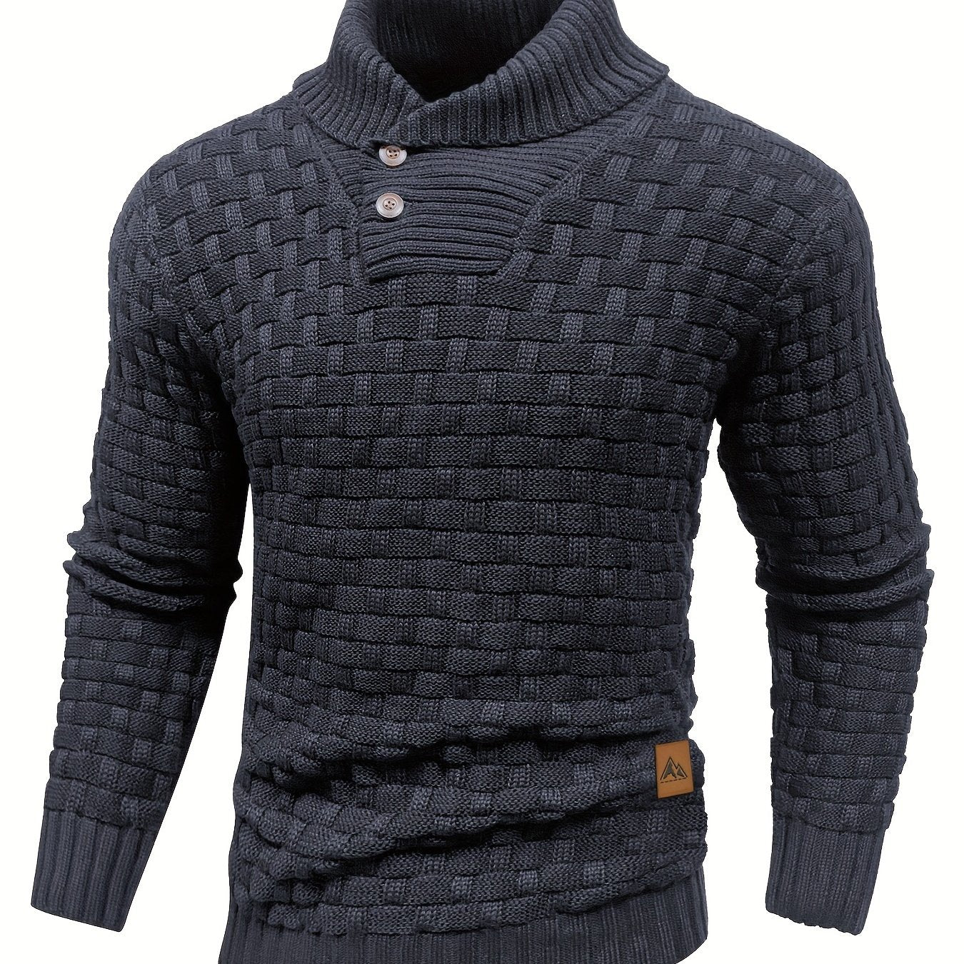 Men's Casual Waffle Pattern High Stretch Sweater, Chic Mature Pullover Sweater For Fall Winter