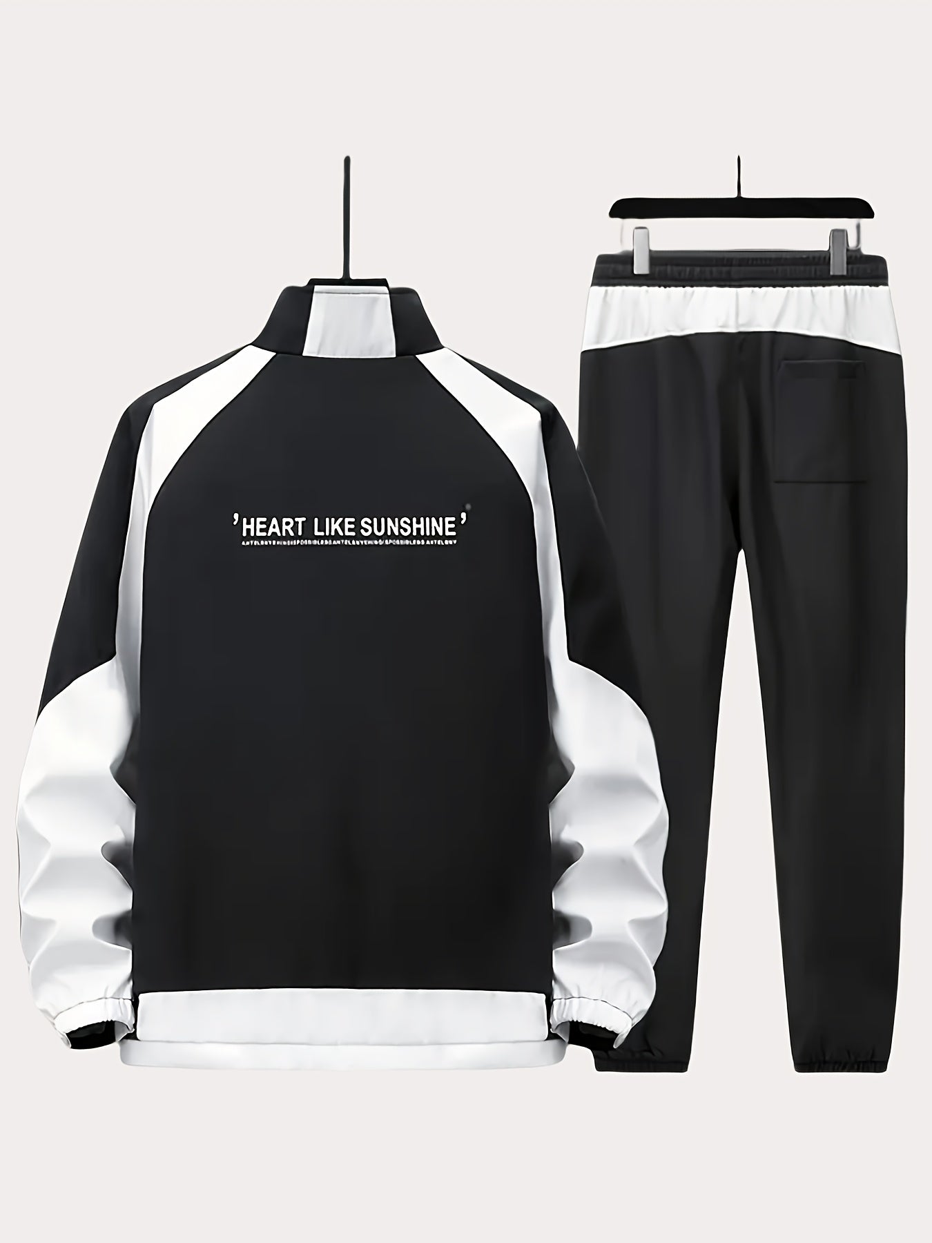 Unisex Spring Fall Tracksuit Set with Zip Jacket and Stripe Pants
