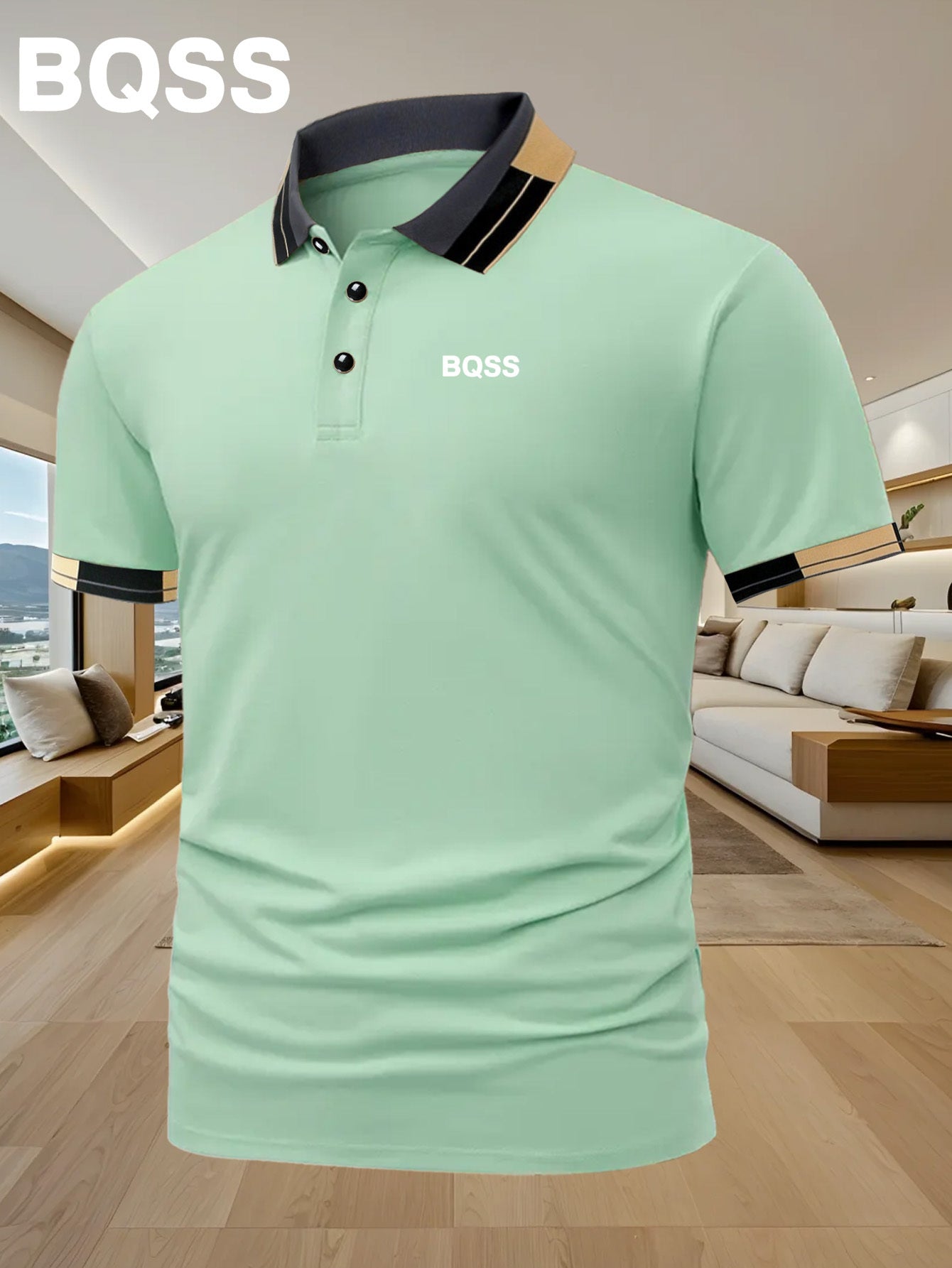 Classic BQSS Print Men'S Polo Shirt | Simple and Fashionable, High-end Fabric, Suitable for Daily Leisure and Fitness, Summer Season, Short Sleeve, Regular Fit - ayq