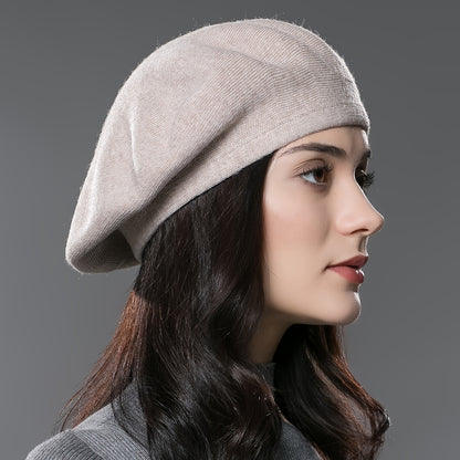 Women’s Wool Blend Winter Beret - Warm & Lightweight