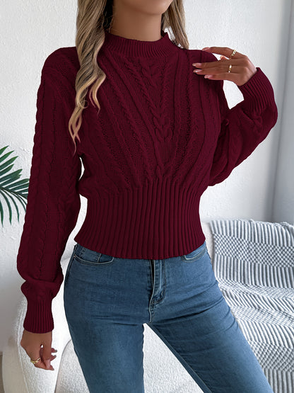 Autumn and Winter Casual Vacation Round Neck Sweater | Long Sleeved Solid Color Women'S Pullover, Medium Stretch Fabric, Regular Fit
