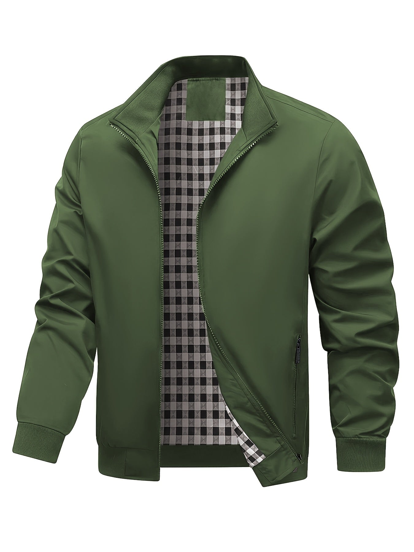 Men's Academic Jacket - Burgundy (Deep Red), Zip-Up Front Closure, Structured Non-Stretch Fabric, Zippered Pockets - Formal & Casual Outerwear for Office, Events, Everyday - Easy-Care Coat, Dressy Jacket, Houndstooth Pattern