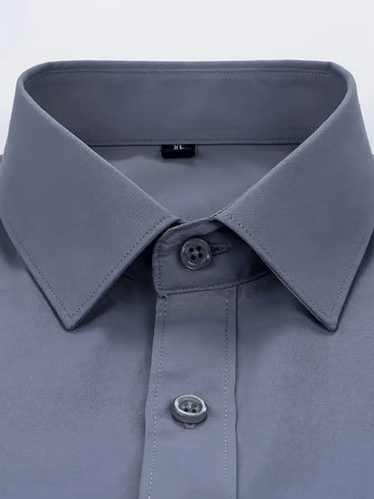 Men’s High-Stretch Lapel Short-Sleeve Shirt for Summer Casual