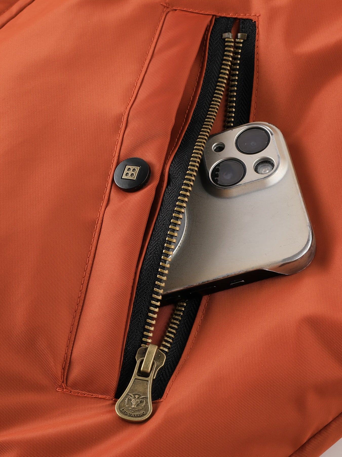 Men's Winter Coat - New Warm Hooded Jacket with Golden Print Accents, Loose Fit Casual Outerwear for Cold Weather, Machine Washable, Thick Comfort Plush Lining