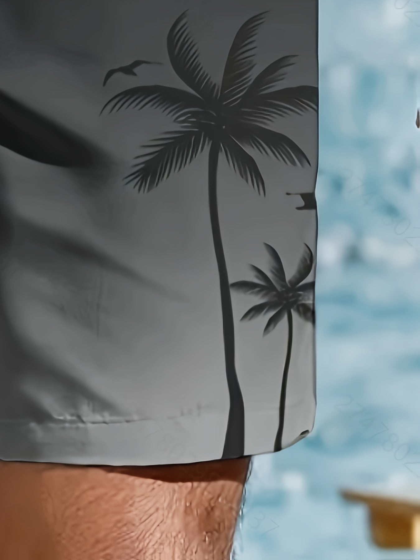 Men's Quick-Dry Tropical Palm Print Board Shorts - Lightweight Swimwea
