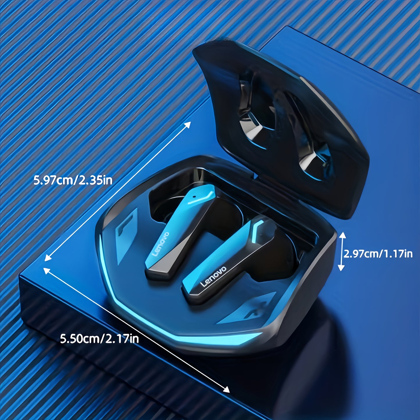 Lenovo GM2 PRO Ergonomic Wireless Earbuds, Immersive Sound Experience, Extended Battery Life, Rechargeable Battery, Coordinated Fast Charging, USB Charging, Type-C Port Charging