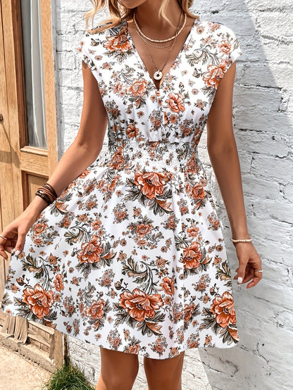 Women's Elegant Floral A-Line Dress for Spring & Summer