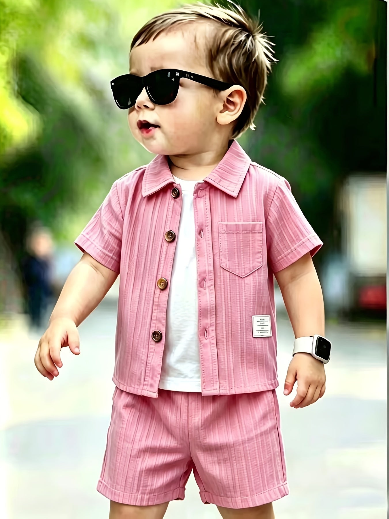 Baby Boy Summer Shorts Set with Short Sleeve Shirt