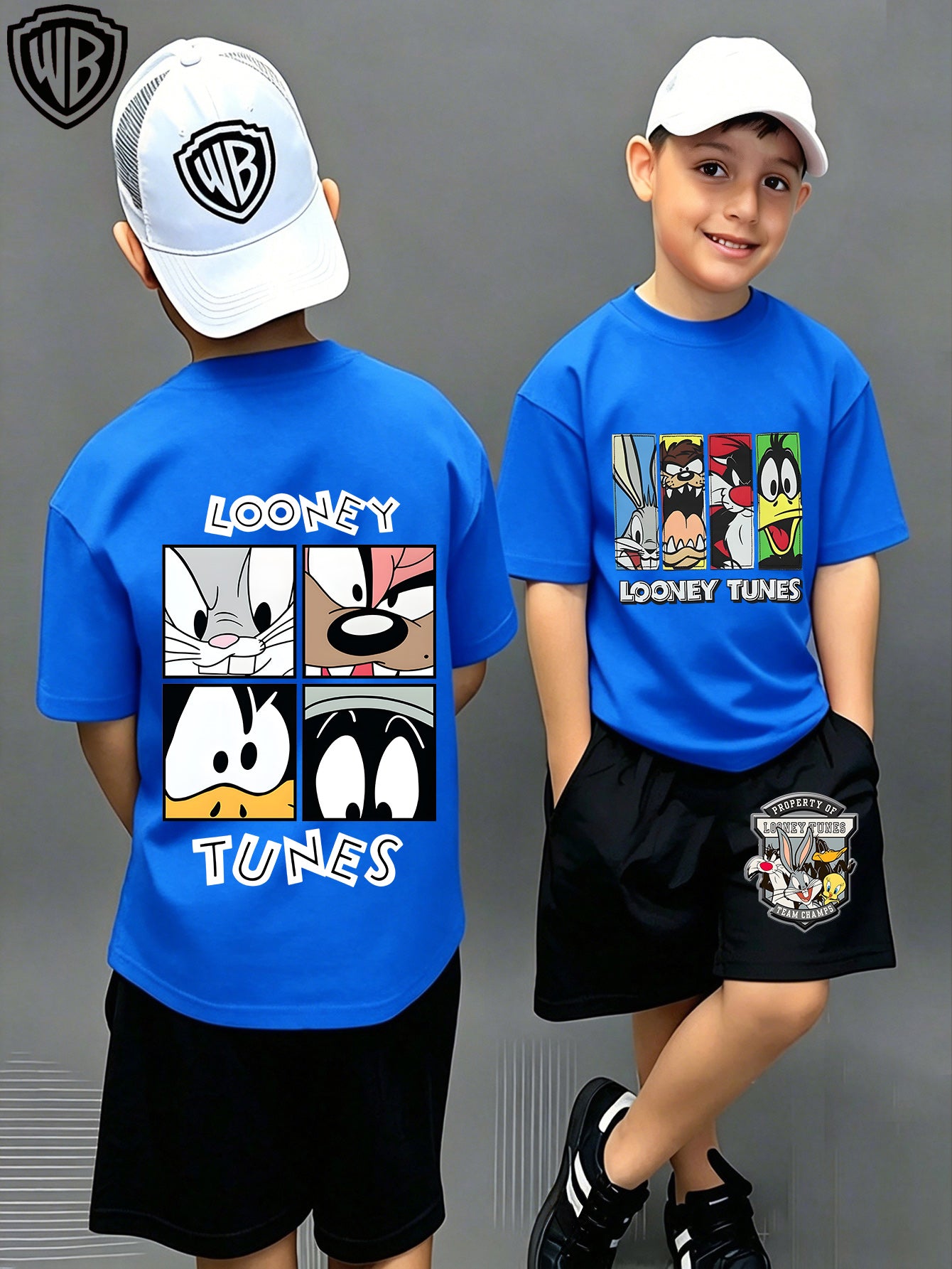 Unisex Cotton Looney Tunes T-Shirt & Shorts Set for Kids
