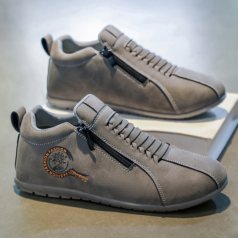 New Lightweight Casual Sneakers for Men, Stylish Zip-Up Skate Shoes Ideal for Outdoor Walking And Street Fashion - ayq