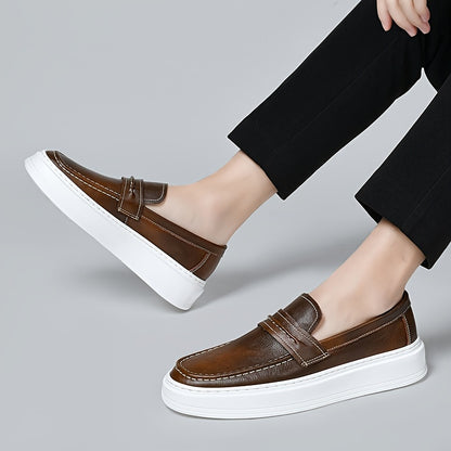 Men's All-Season Casual Loafers Slip-On Split Leather Shoes