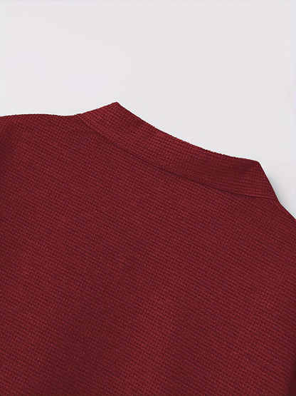 Men's Spring Waffle Knit Sportswear Set, European and American Style Casual Outfit