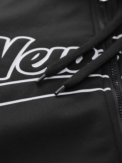 Men'S Cozy Fleece-Lined Hooded Jacket with "LA" Lettering - & Yellow Color Block, Zip-Up Casual Outerwear, Long Sleeves, Pockets, Perfect for Fall & Winter, Casual Winter Wear | Hooded Jacket | Zippered Jacket