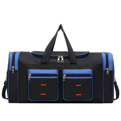 Versatile Large-Capacity Black Nylon Travel Bag for Men & Women - Durable, Adjustable Shoulder Strap, Multi-Compartment Organizer with Front Zipper Pocket - Ideal for Travel, Gym, Yoga, Camping, Work & More, Bags for Travel