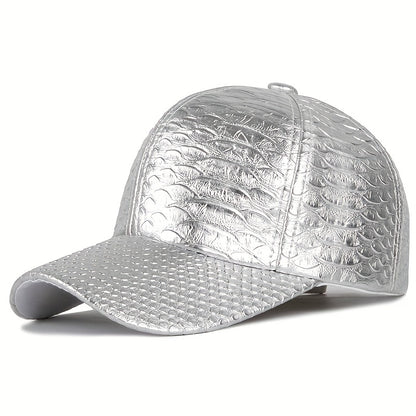 PU Leather Crocodile Pattern Baseball Cap for Street Style
