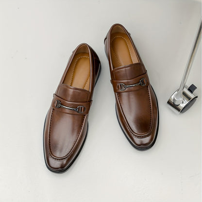 Men's Classic Metal Buckle Slip-On Loafers for All Seasons