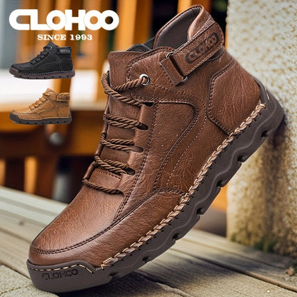 Men's Business Casual High-Top Boots with Rubber Sole