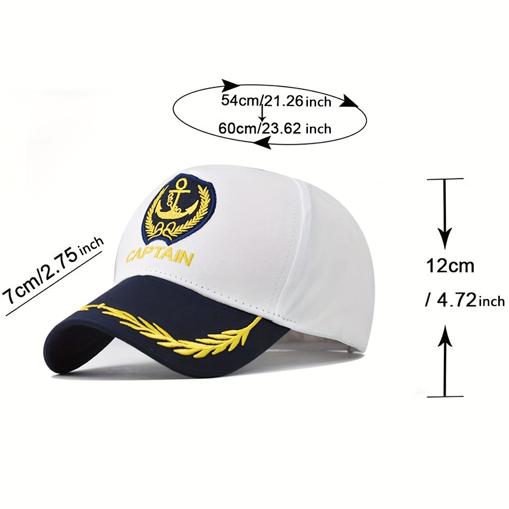 Unisex Navy-Style Captain Hat with Buckle and Curved Brim