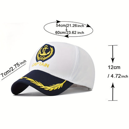 Unisex Navy-Style Captain Hat with Buckle and Curved Brim